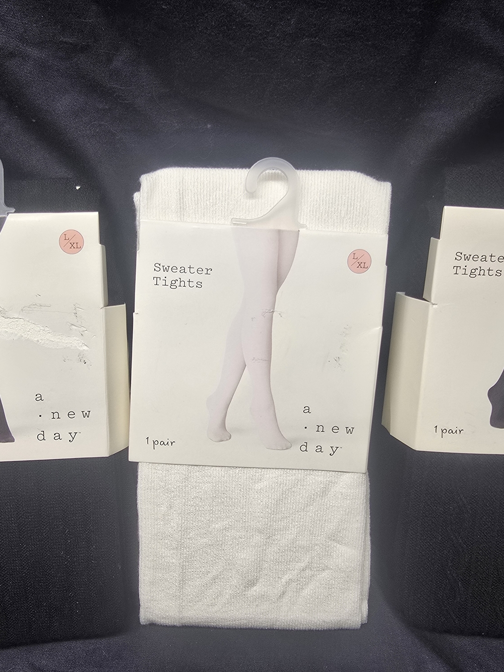 A New Day Women's Fleece-Lined Tights L/XL 3 Set Bundle Black&White